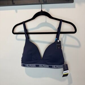 Tommy Hilfiger‎ Women Navy Blazer Ribbed Triangle Bralette M M